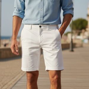 Aeropostale Men's White Flat Front Shorts